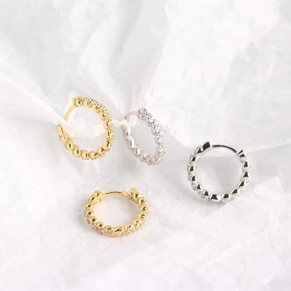 *NEW 925 Sterling Silver Braided Diamond Hoops - Picture 6 of 10